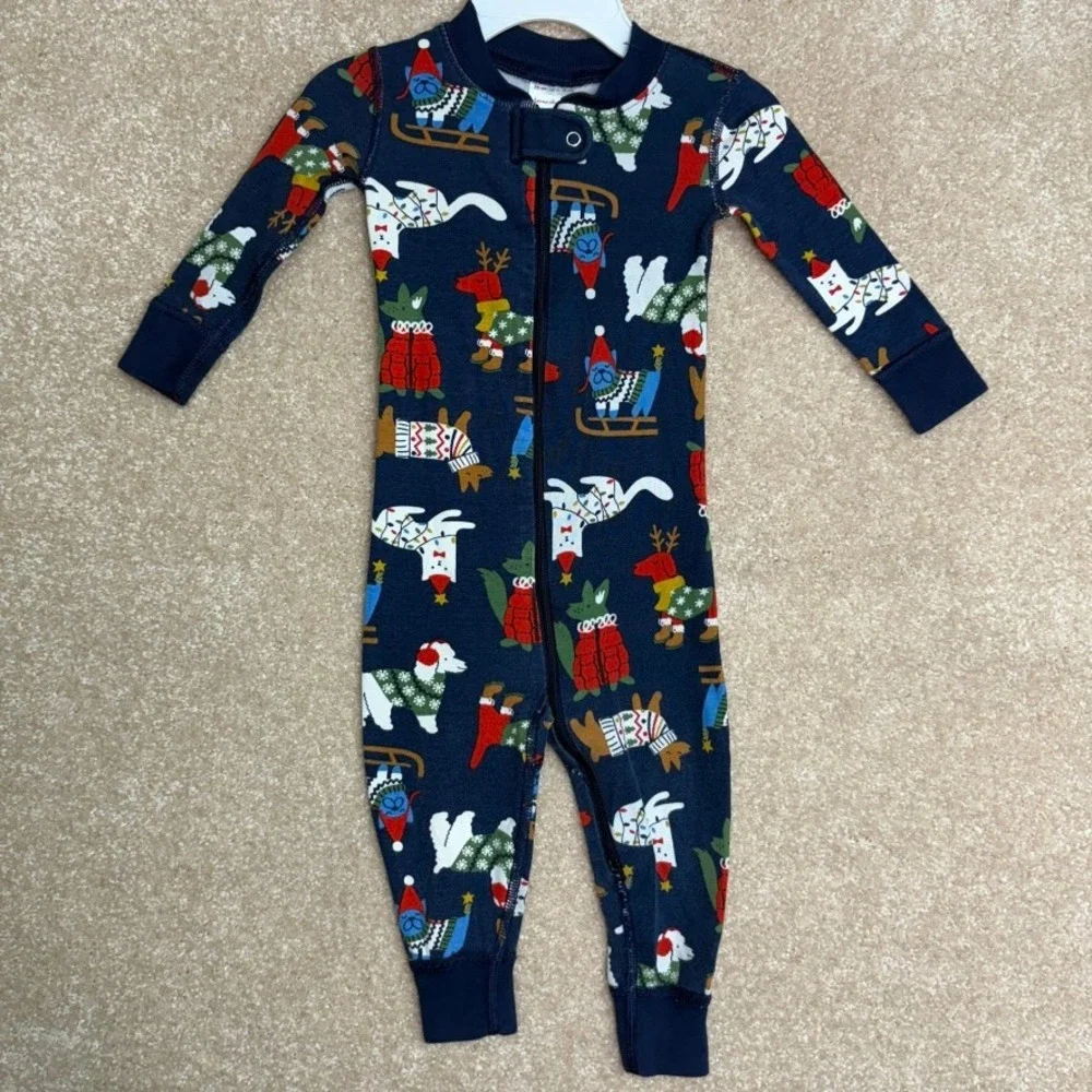 Hanna Andersson Christmas‎ Pajamas pjs Size 12M 18M 75cm Organic Cotton Dogs